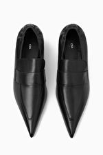 POINTED LEATHER KITTEN-HEEL LOAFERS - Black - COS | COS UK