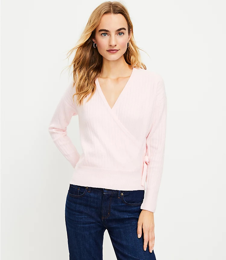 Ribbed Wrap Sweater | LOFT