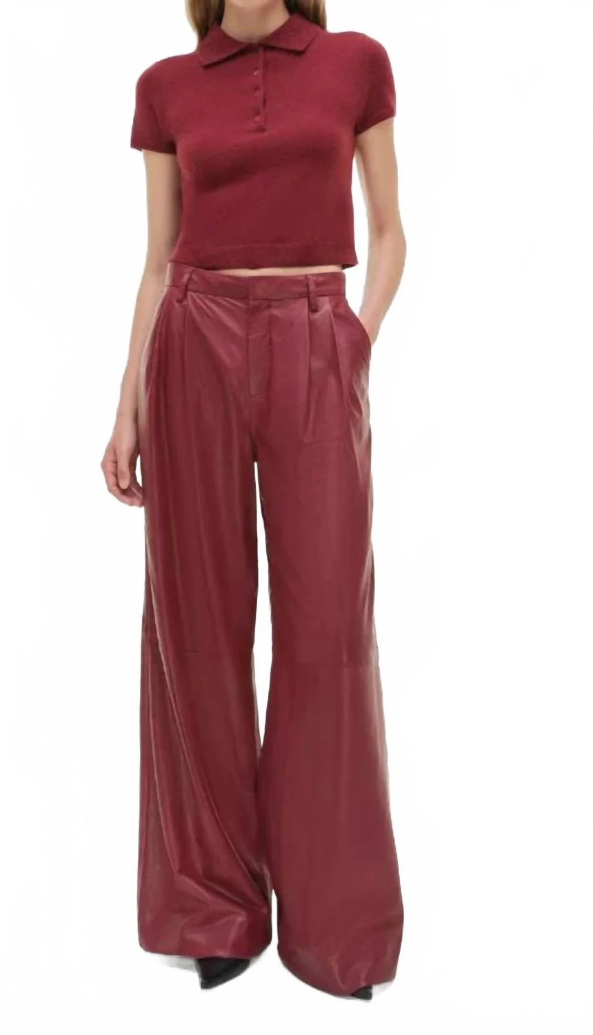 Kobie Wide Leg Leather Pants In Cranberry | Shop Simon