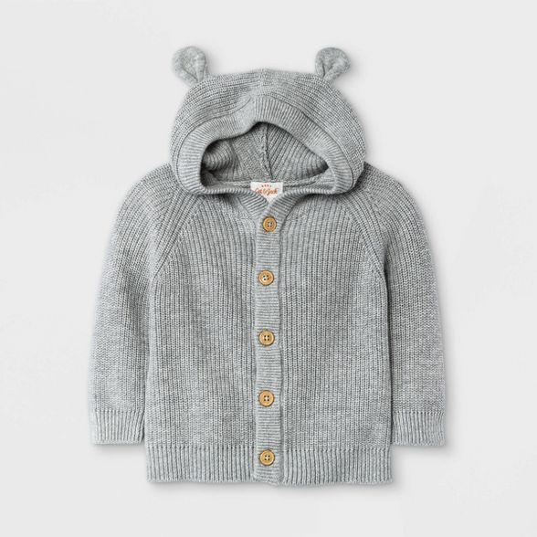 Baby Boys' Knit Critter Cardigan Sweater - Cat & Jack™ Gray | Target