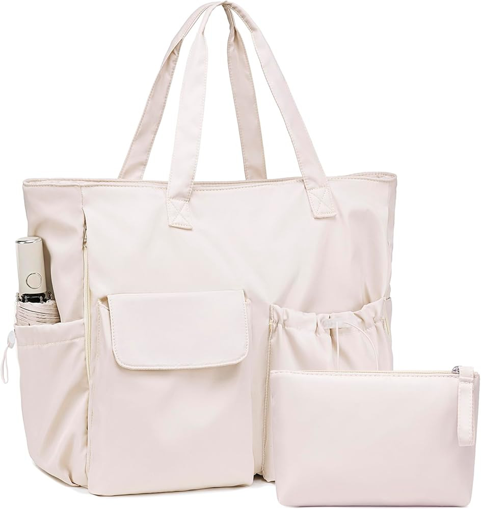 LEDAOU Beach Bag Waterproof Sandproof Women Tote Bag Pool Bag with Zipper for Gym Grocery Travel ... | Amazon (US)