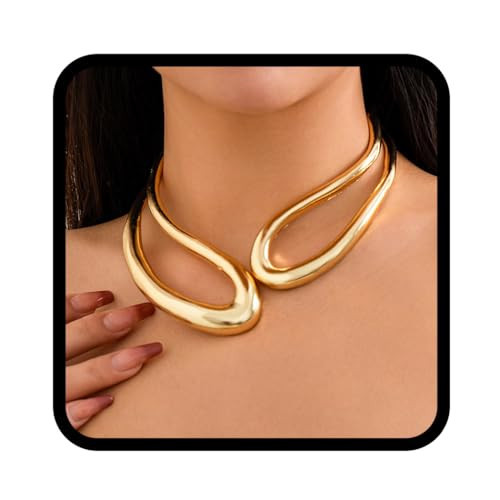 TWINKLEDE Chunky Gold Necklace Statement Choker Collar Necklaces for Women | Amazon (US)