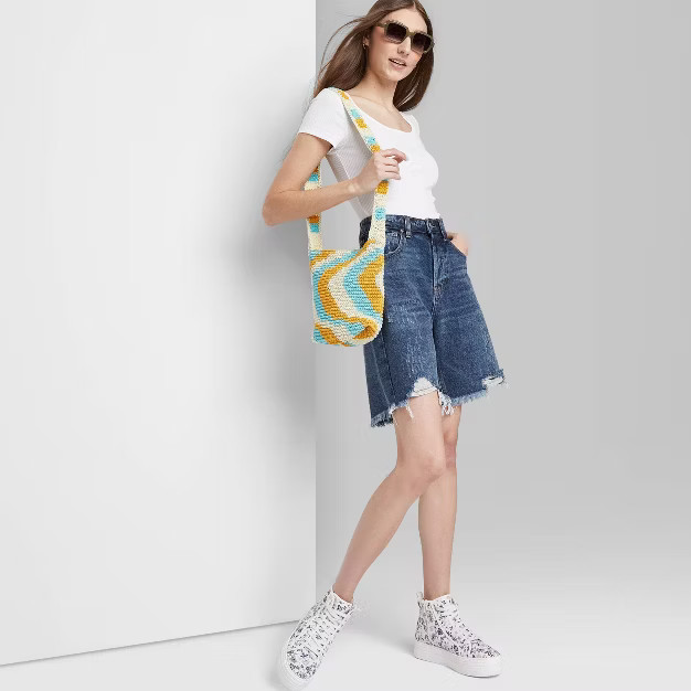 Women's High-Rise Wide Leg Bermuda Jean Shorts - Wild Fable™ | Target