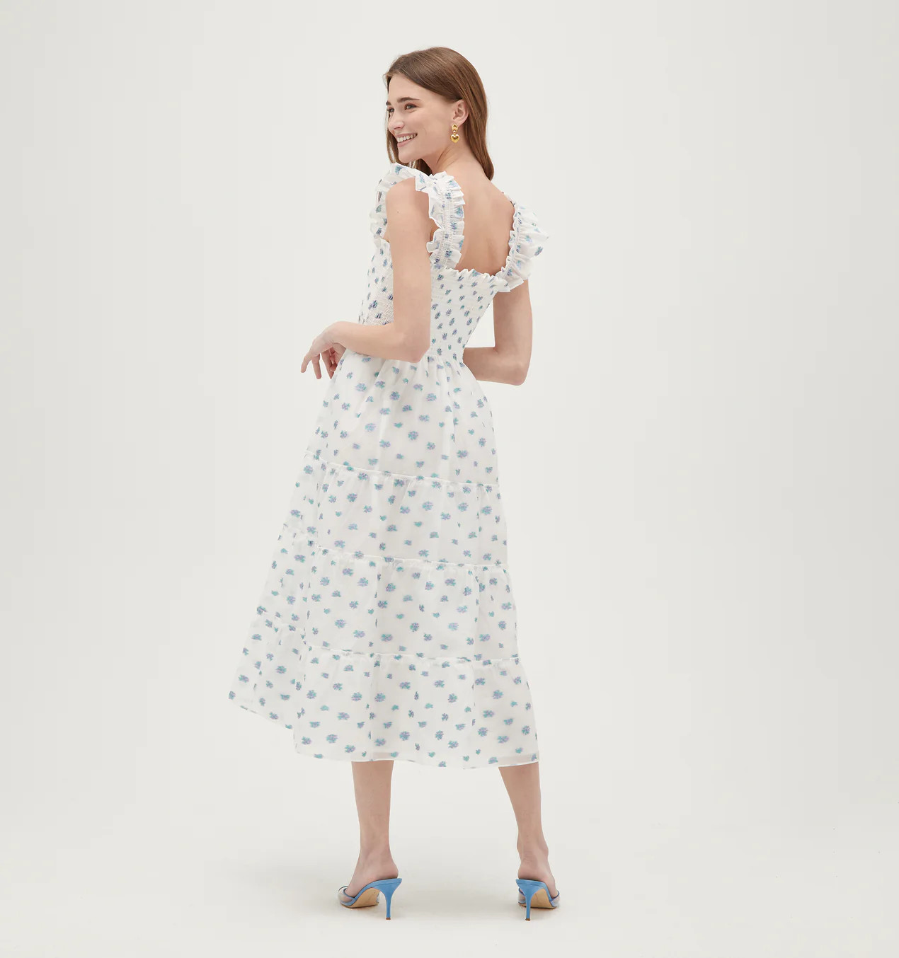 The Organza Ellie Nap Dress - Spearmint/Lilac Floral Jacquard | Hill House Home