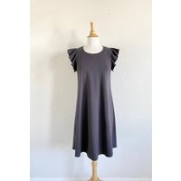 Flutter Sleeve Womens Aline Dress Stretch Cotton Jersey Scoop Neck Loose Fit Aline Summer Dress Knee Length Shift Made To Order | Etsy (US)