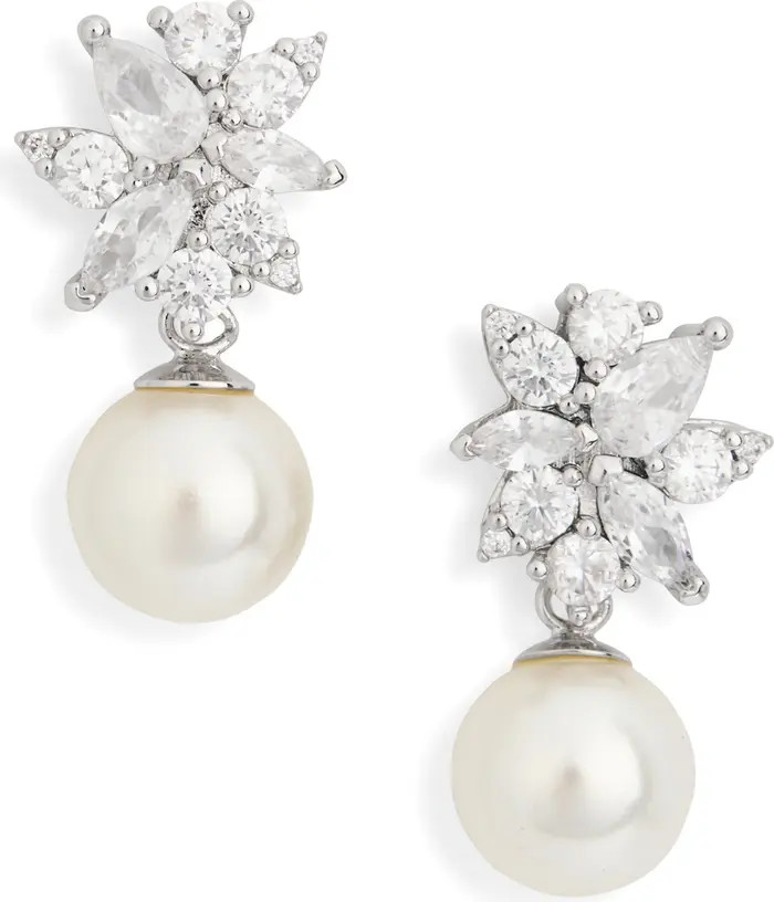 NORDSTROM RACK Cubic Zirconia & Faux Pearl Drop Earrings | Nordstromrack | Nordstrom Rack