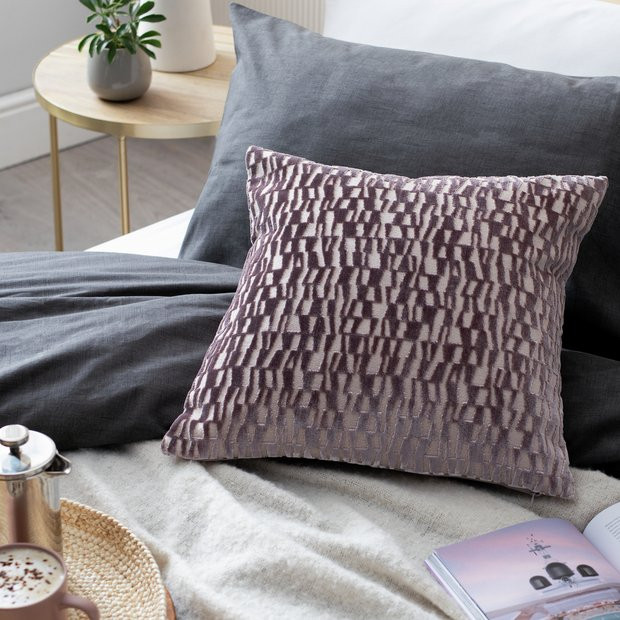 Buy Habitat Velvet Jacquard Cushion Cover - Natural - 43x43cm | Cushions | Habitat | Habitat UK