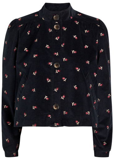 Nyla floral-embroidered fine cord jacket | Harvey Nichols