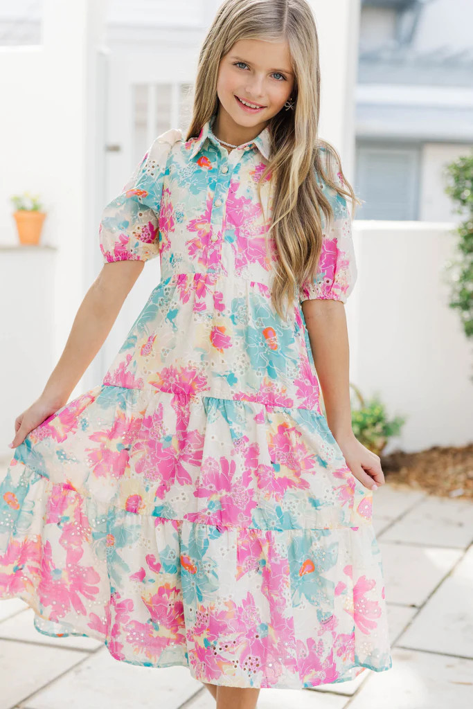Girls: All That Charm Pink Eyelet Dress | The Mint Julep Boutique