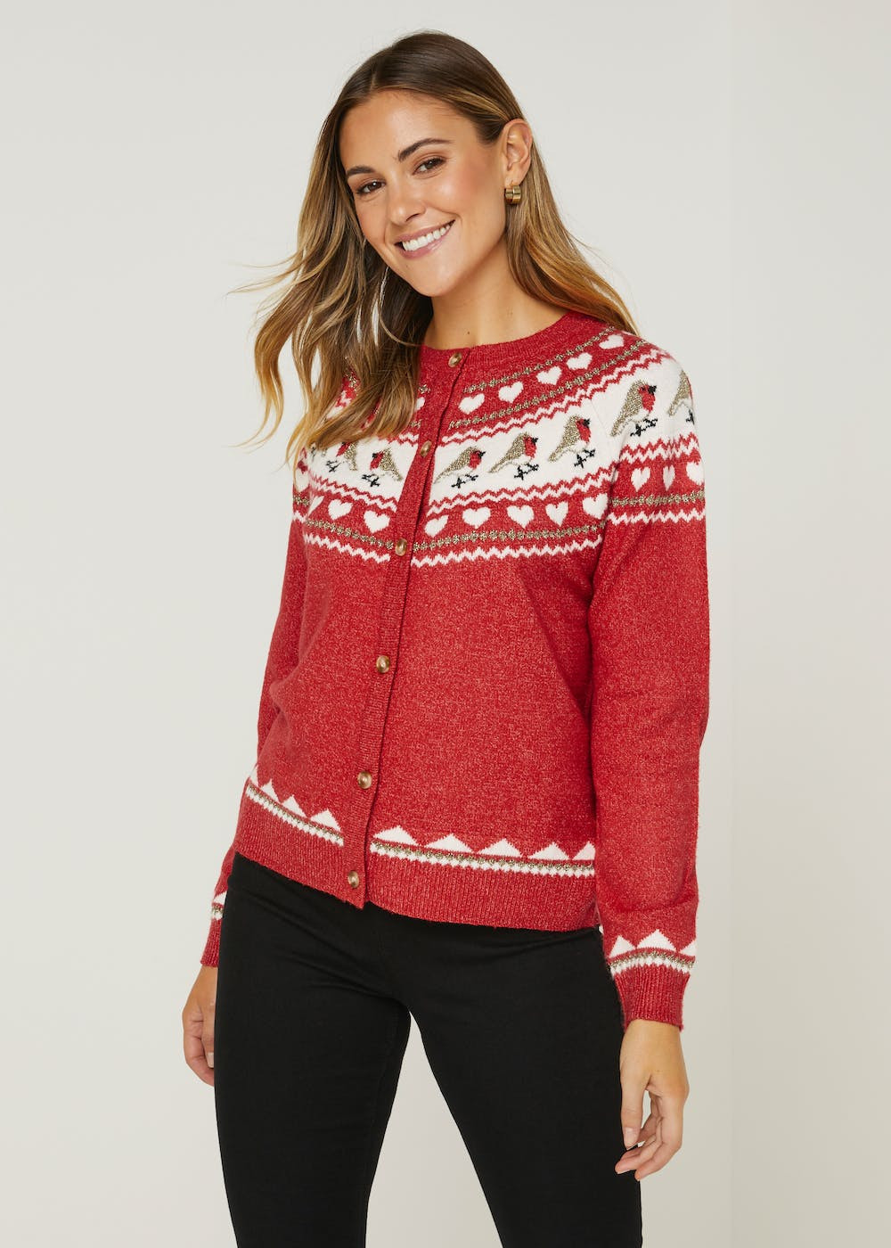 Red Robin Novelty Christmas Cardigan – Red | Matalan (UK)