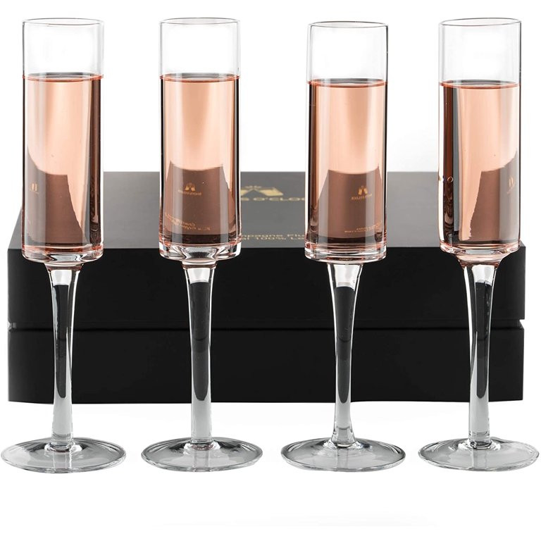 Champagne Flutes Set of 4 - Hand-Blown Crystal Mimosa Glasses - Unique Champagne Glasses for Spar... | Walmart (US)