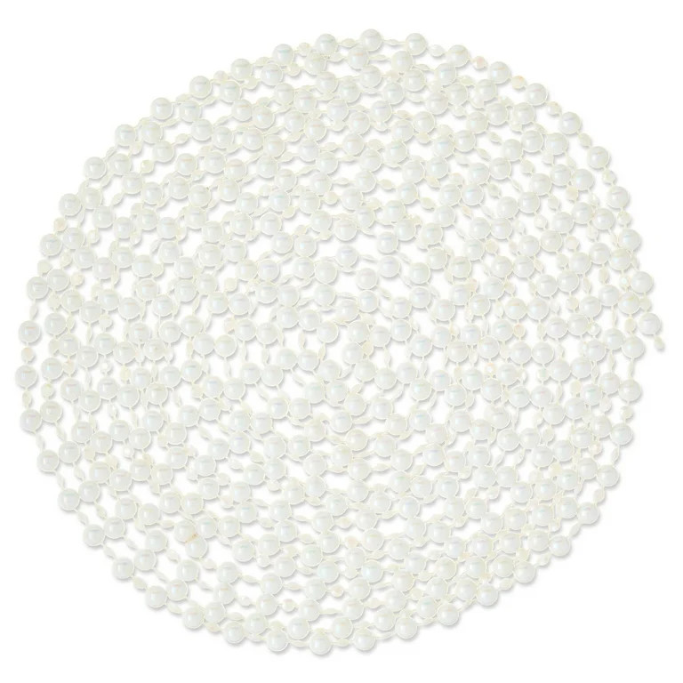 Plastic Pearl Bead Christmas Garland, Iridescent White, 35', by Holiday Time | Walmart (US)