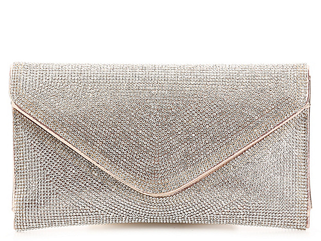 Lulu Townsend Rhinestone Envelope Clutch - Women's - Rose Gold Metallic | DSW