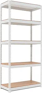 HOMEDANT 5 Tier Laminated White Metal Shelving Unit Adjustable Garage Storage Utility Rack Heavy ... | Amazon (US)