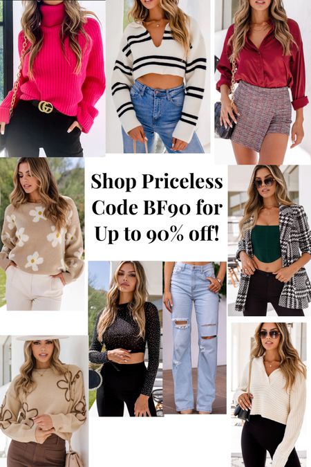 Shop priceless is currently having an up to 90% off sale! Use code BF90 #shoppriceless #blazer #boutiqueclothing #boutique #priceless #jeans #sweaters 

#LTKHoliday #LTKCyberweek #LTKGiftGuide
