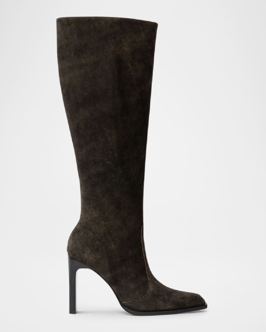 Black Suede Studio Grand Suede Knee Boots | Neiman Marcus