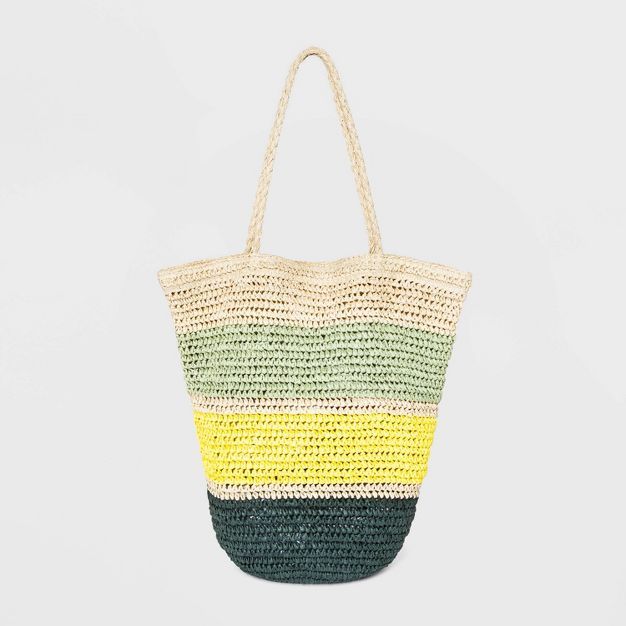 Striped Straw Shopper Tote Handbag - Universal Thread™ | Target