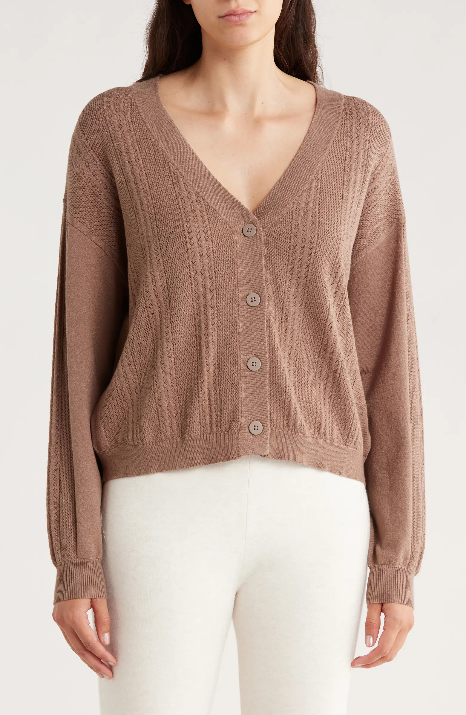 Cosett Pointelle V-Neck Cardigan | Nordstrom Rack