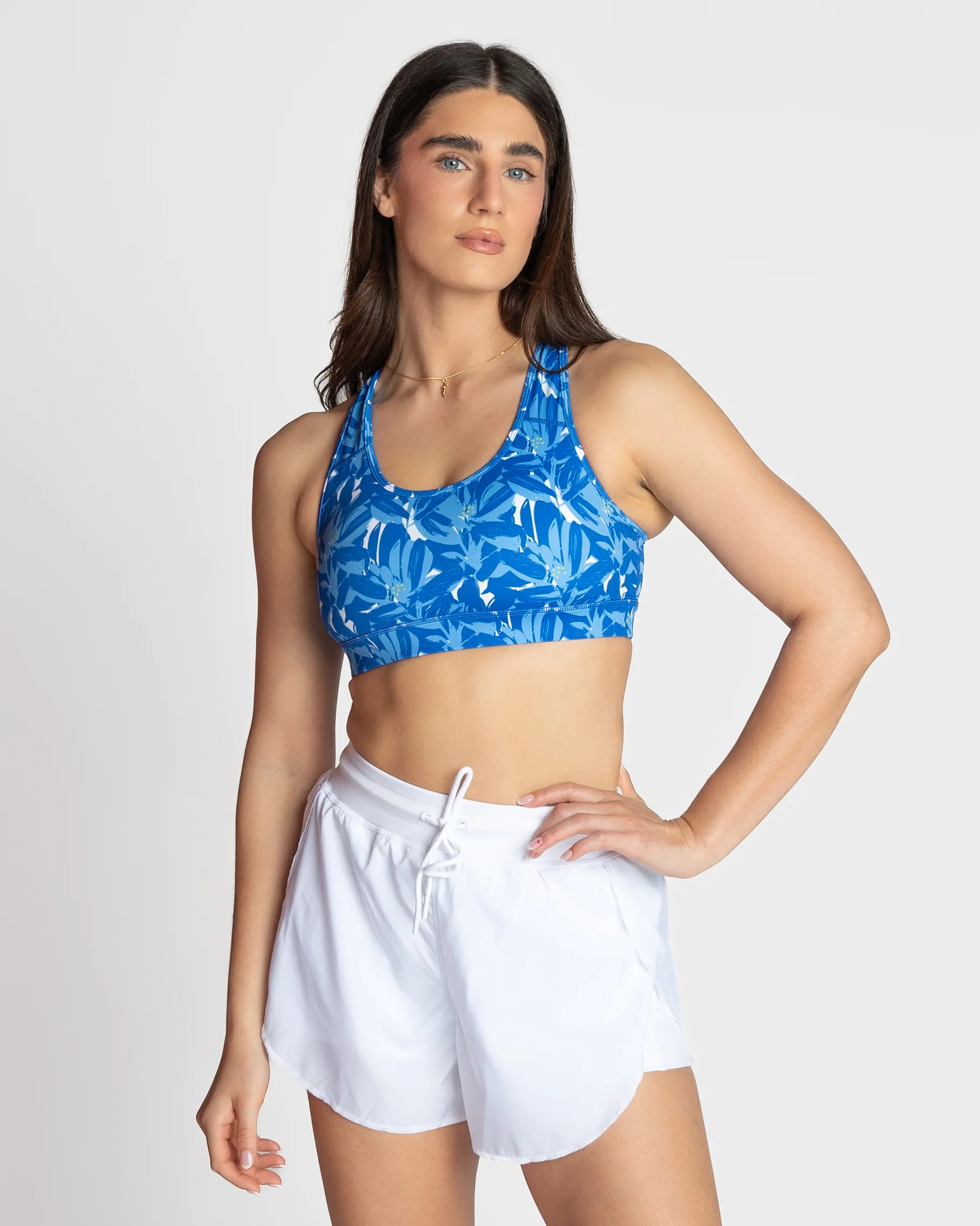 Lux Sarah Sports Bra - Cobalt Tropical Paradise | Senita Athletics