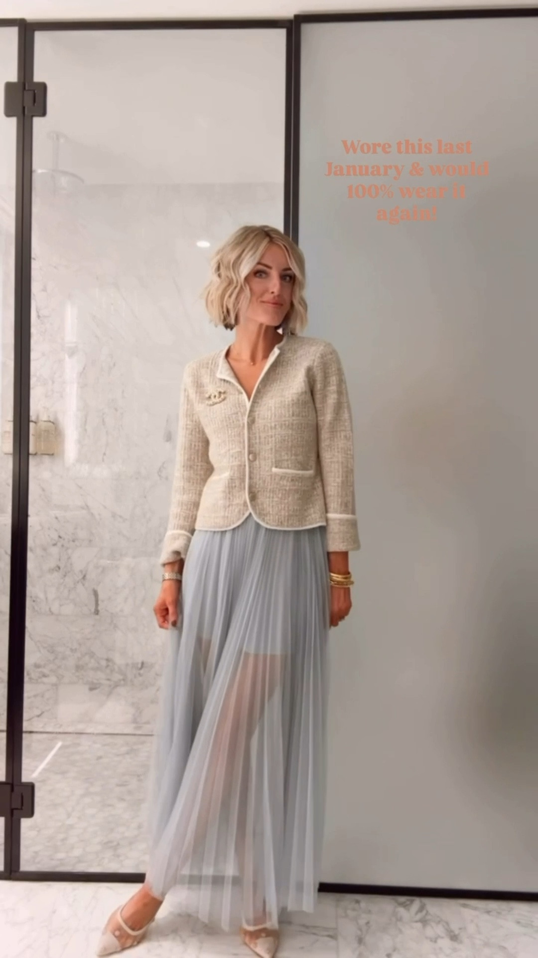 This is an outfit I wore last year for a meeting I had out of town! These pieces are no longer available, but I linked similar options! Love how fun a tulle skirt is - such a great piece to have in your closet!

Loverly Grey, winter outfit, elevated outfit, tulle skirt, tweed jacket, women’s workwear, business casual 

#LTKSeasonal