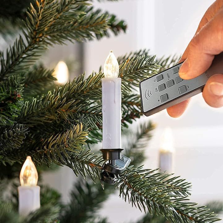 Homemory 10 Pcs Clip On Candle Lights for Christmas Tree with Remote and Timer, Flickering Led Windo | Amazon (US)