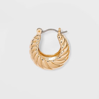 Textured Huggie Hoop Earrings - A New Day™ Gold | Target