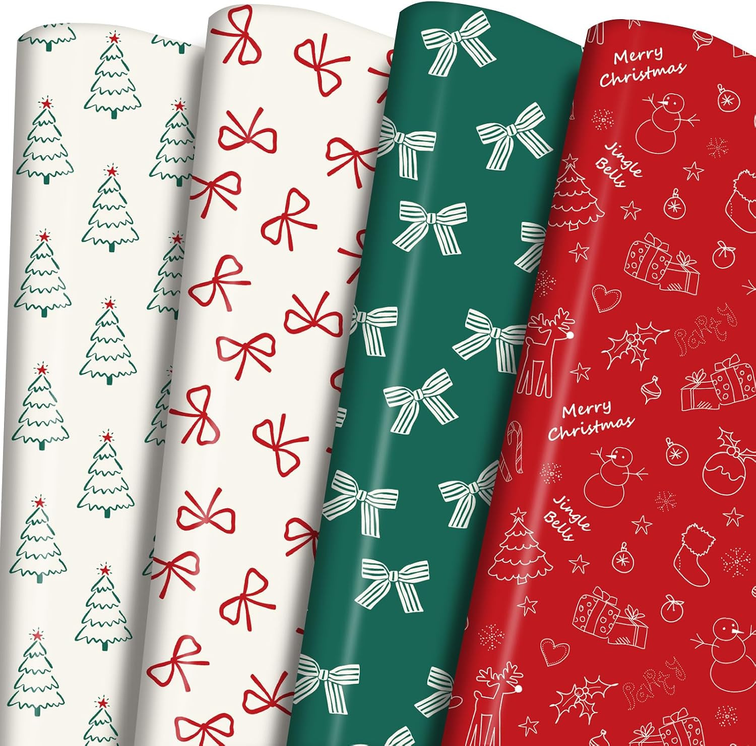 Ulmasinn Christmas Wrapping Paper, Elegant Minimalist Trees and Bows | Amazon (US)