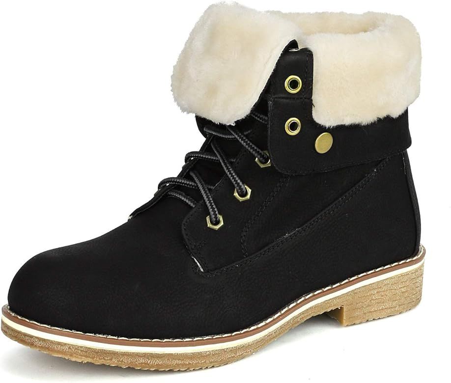 DREAM PAIRS Women's Montreal Faux Fur Winter Combat Boots Ankle Bootie | Amazon (US)