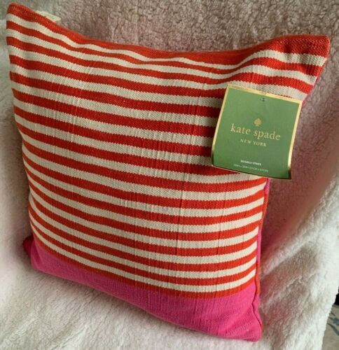 NWT Kate Spade DOUBLE STRIPE Maraschino Orange & Pink Cotton 20x20 Throw Pillow | eBay | eBay US