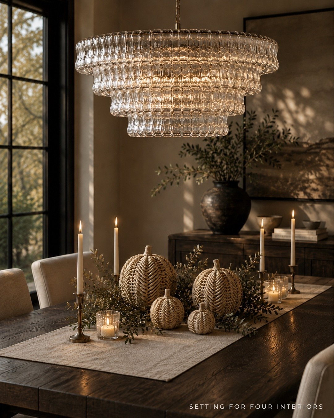 Neutra dining room decor, furniture and lighting. Chandelier, dining chairs, dining table, pumpkins, candle holders, earthy, moody, organic modern, transitional, Restoration Hardware style, fall decor, Thanksgiving dining room

#LTKHome #LTKSaleAlert #LTKSeasonal