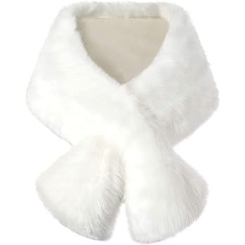BABEYOND Womens Faux Fur Collar Shawl Faux Fur Scarf Wrap Evening Cape for Winter Coat | Amazon (US)
