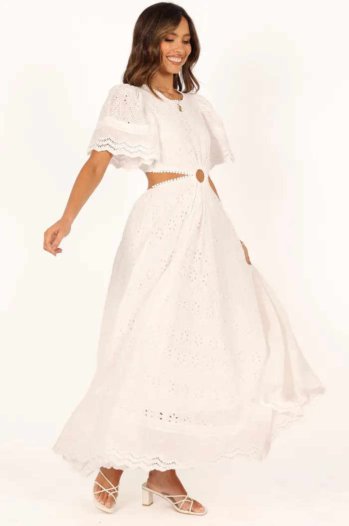 Merletto Short Sleeve Cutout Eyelet Maxi Dress | Nordstrom