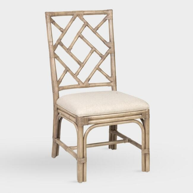 Rattan Victoria Dining Chairs with Upholstered Seat Set Of 2 | World Market