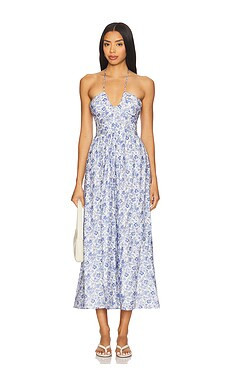 MINKPINK Evelyn Halter Midi Dress in Blue Floral from Revolve.com | Revolve Clothing (Global)