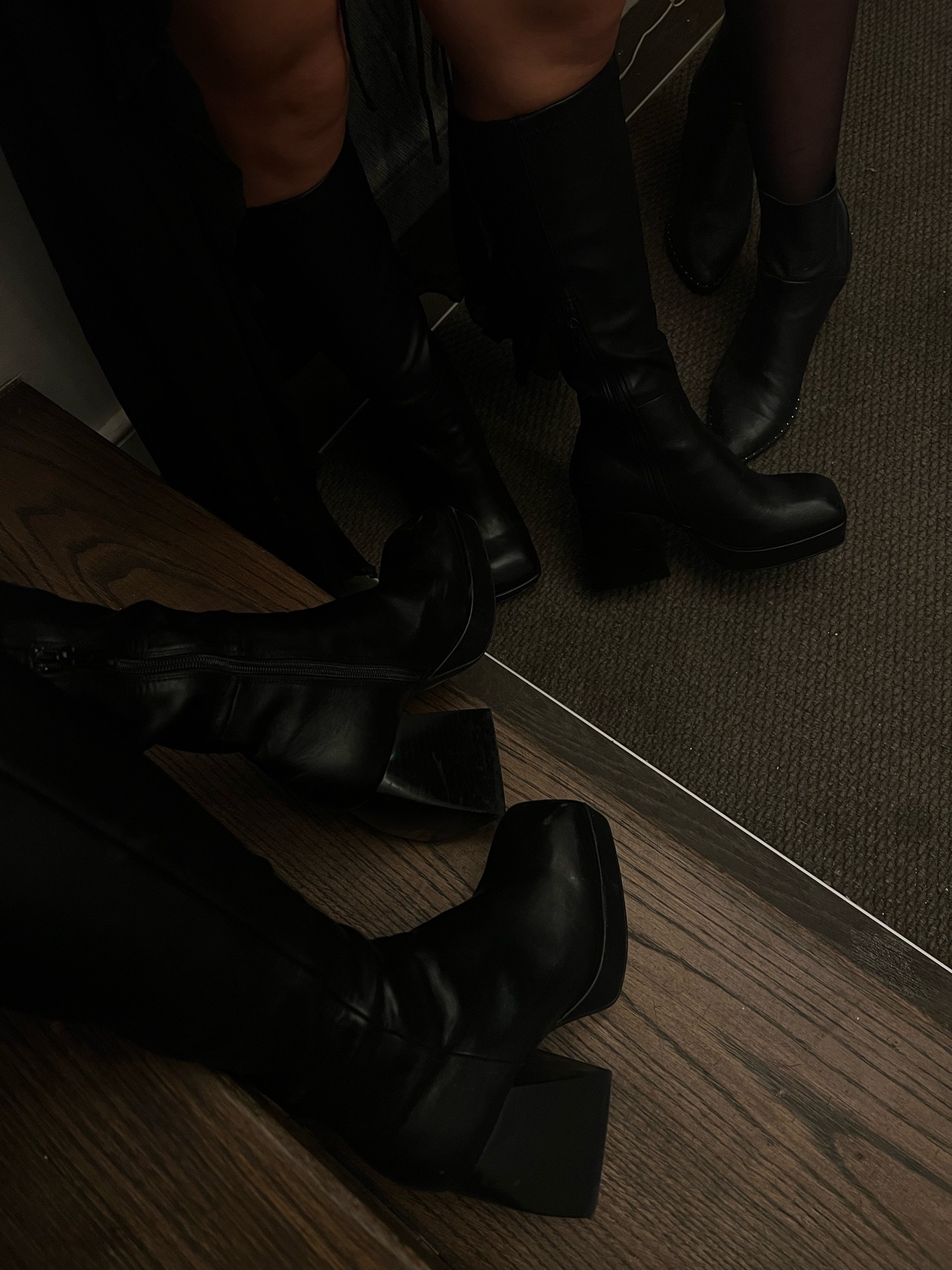 Wearing these black knee high chunky heeled boots from Jeffrey Campbell ! They’re currently on sale for 40% off ! (Under $130!) they run true to size and are so comfortable to walk in! 

#LTKsalealert #LTKshoecrush #LTKstyletip