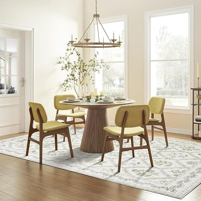 Sage Green and Cream Rug 9x12 Living Room Machine Washable Area Rugs Vintage Boho Farmhouse Flora... | Amazon (US)