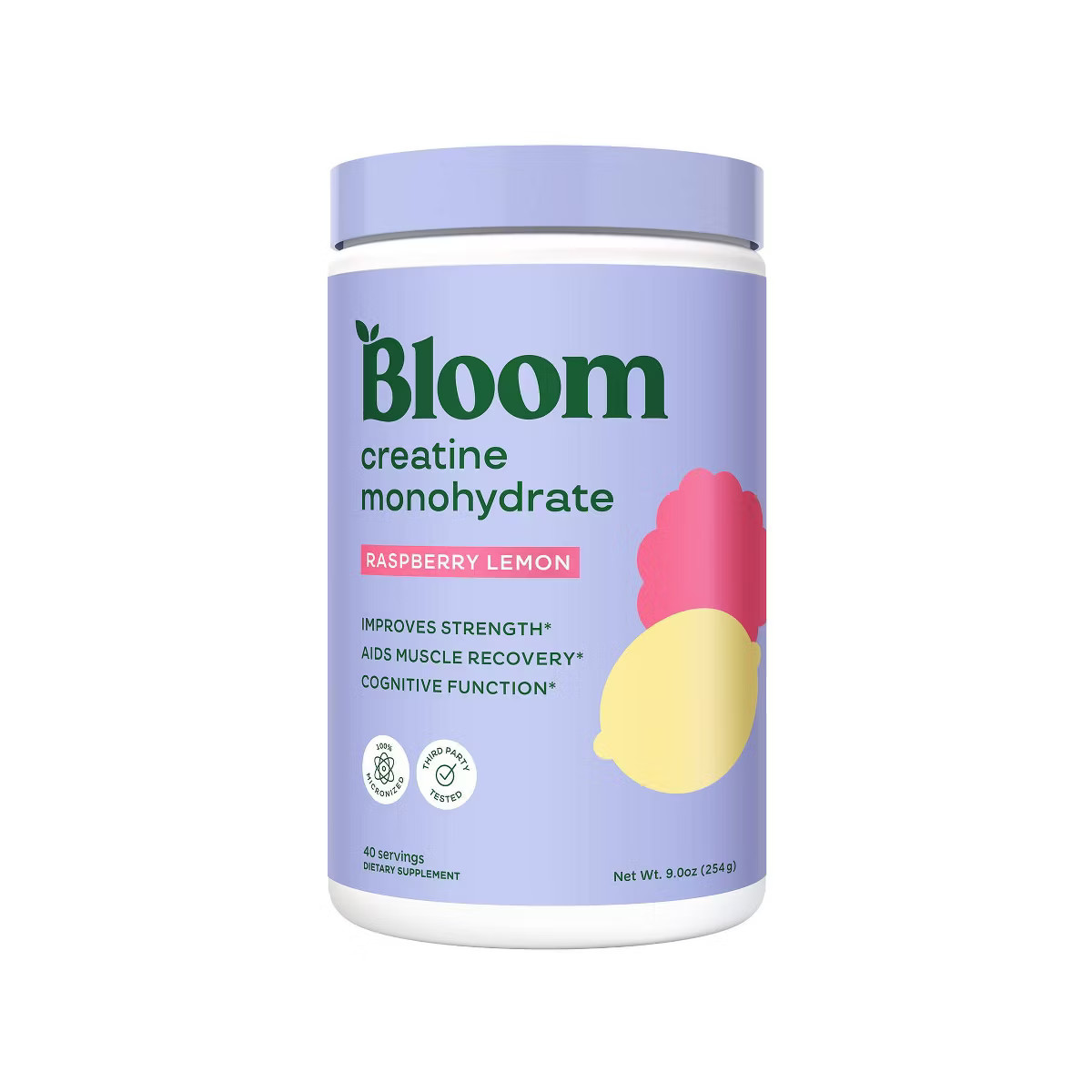 BLOOM NUTRITION Creatine Monohydrate Supplement Vegan Powder - Raspberry Lemon - 9oz/40 Servings | Target