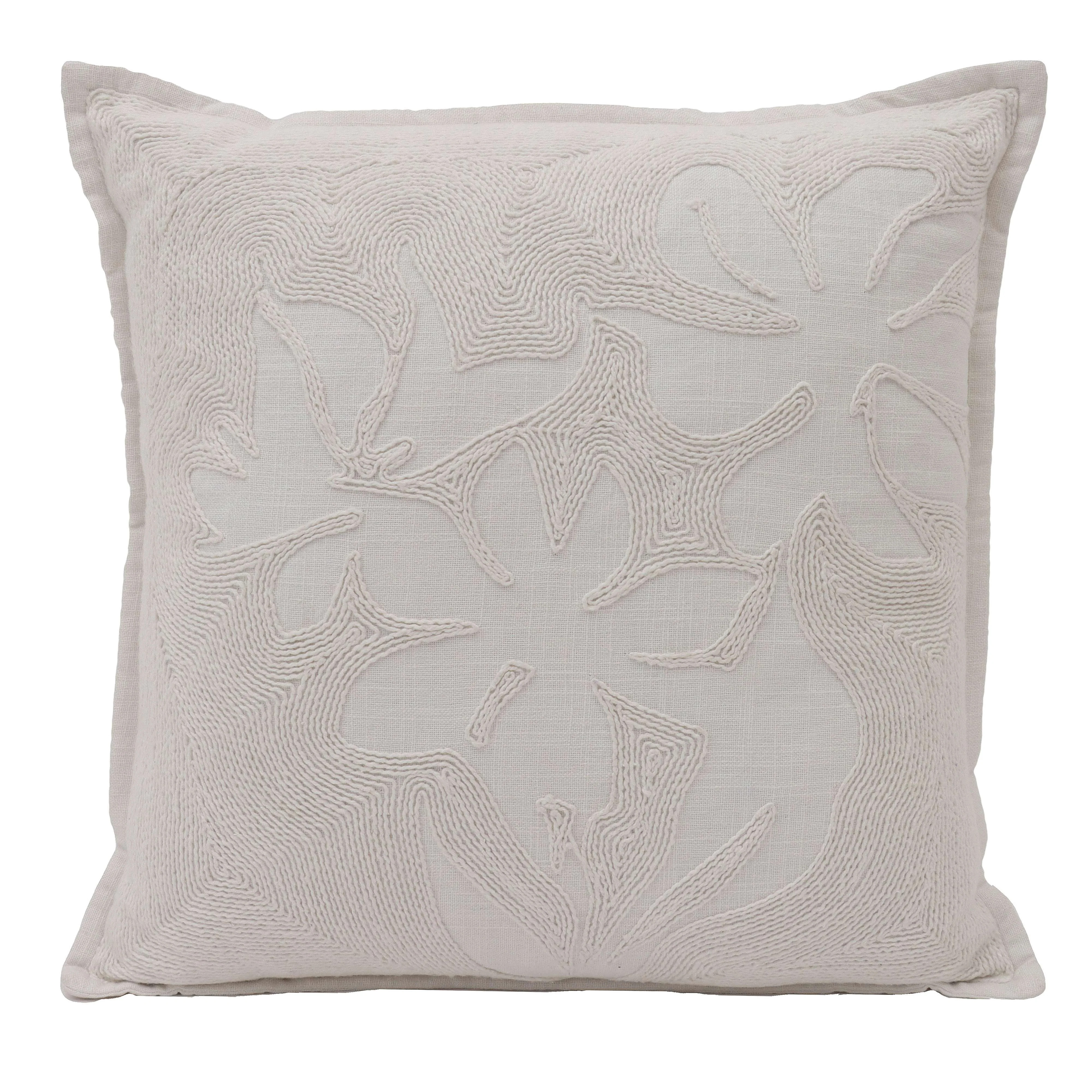 Better Homes & Gardens 18" x 18" Ivory Sophia Embroidered Floral Decorative Throw Pillow | Walmart (US)