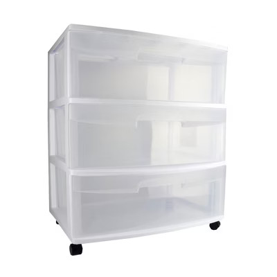 Sterilite Home 3 Drawer Wide Storage Cart Portable Container w/Casters | Target