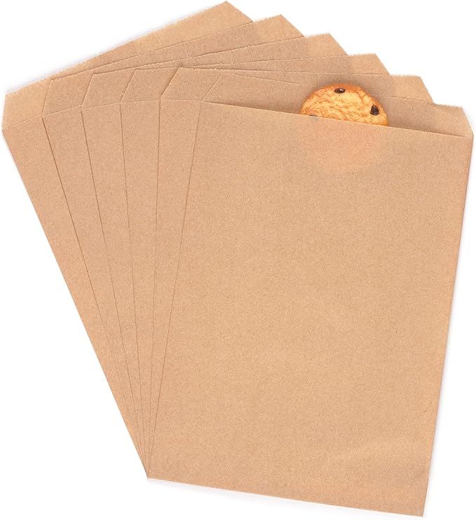 Amazon.com: Brown Flat Kraft Paper Cookie Bags 5x7 for Bakery Treat Candies Dessert Chocolate Soa... | Amazon (US)
