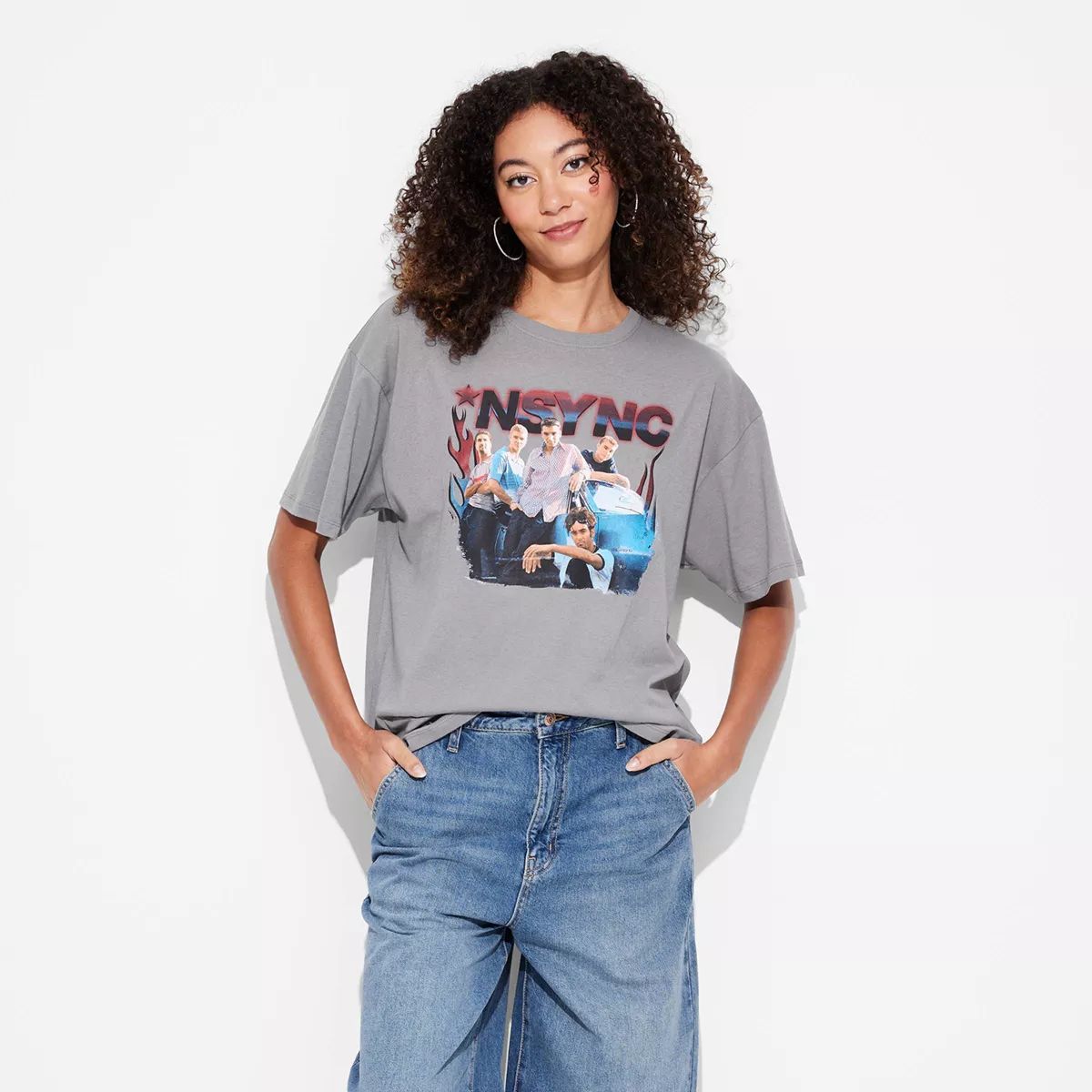 Women's NSYNC Oversized Short Sleeve Graphic T-Shirt - Gray | Target