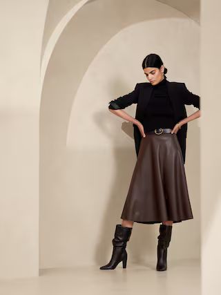 Vegan Leather Midi Skirt | Banana Republic Factory