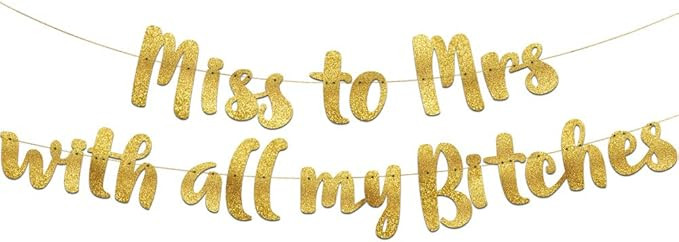 Sterling James Co. Miss to Mrs Classy & Sassy Bachelorette Gold Glitter Banner - Bachelorette Par... | Amazon (US)