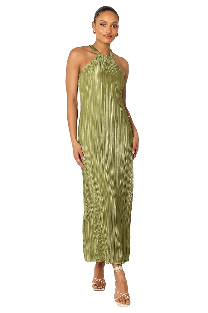 Petal & Pup Women's Melody Plisse Halter Maxi Dress | Amazon (US)