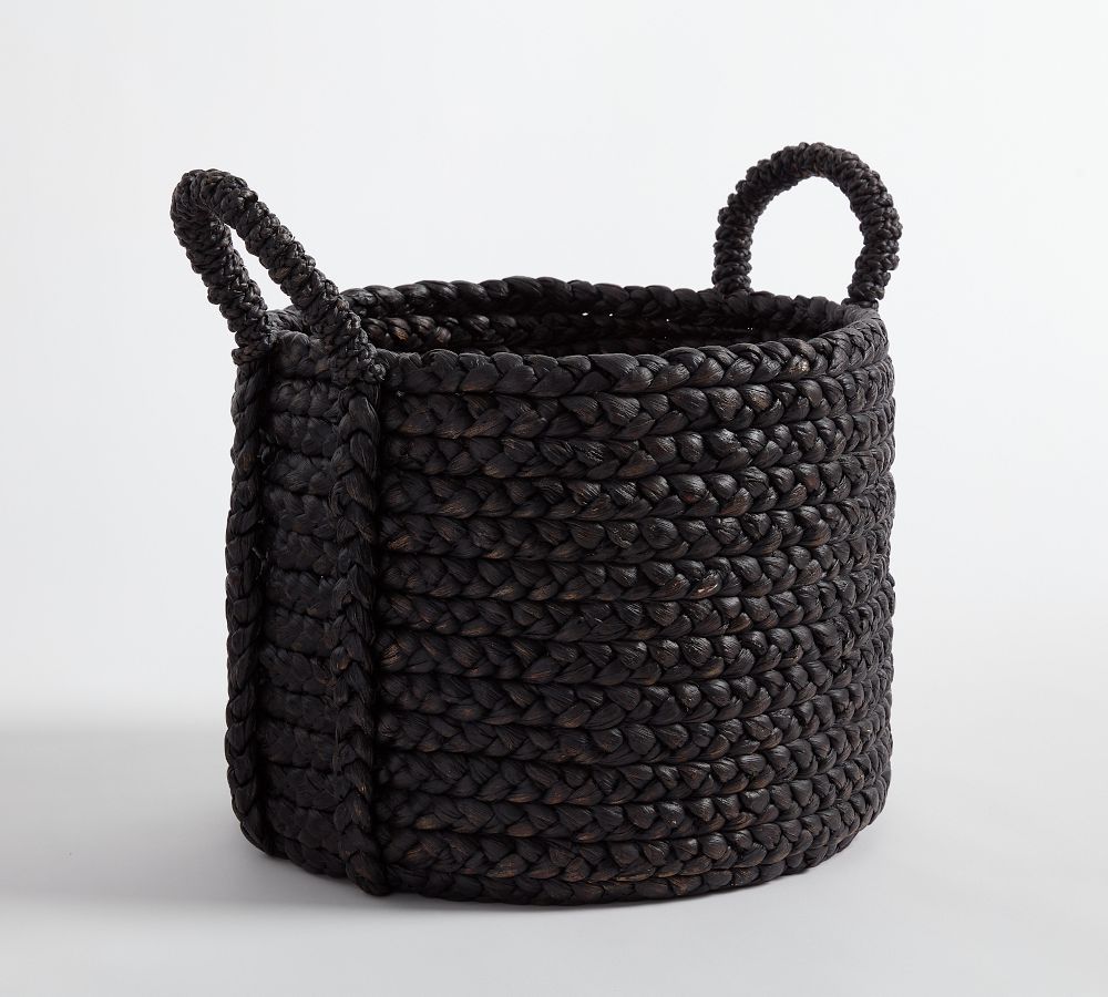 Beachcomber Extra Large Round Tote Basket - Black | Pottery Barn (US)