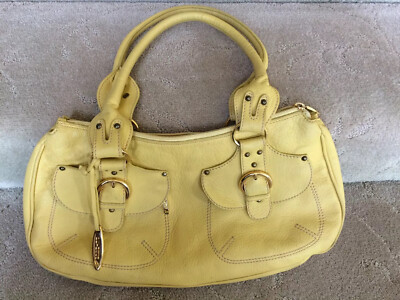 Petusco Yellow Leather Shoulder Bag In Excellent Condition | eBay US