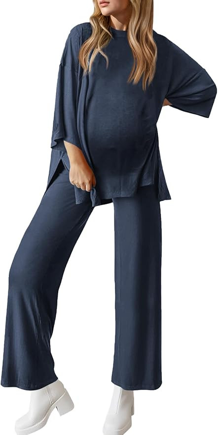 Womens Maternity Pajamas Sets 2 Piece Outfits Long Sleeve Tops and Pregnancy Loungewear Mama Clot... | Amazon (US)