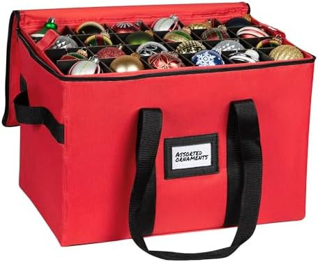 Christmas Ornament Storage Container,Box Stores Up to 96, Adjustable Dividers, Large Organizer Bi... | Amazon (US)