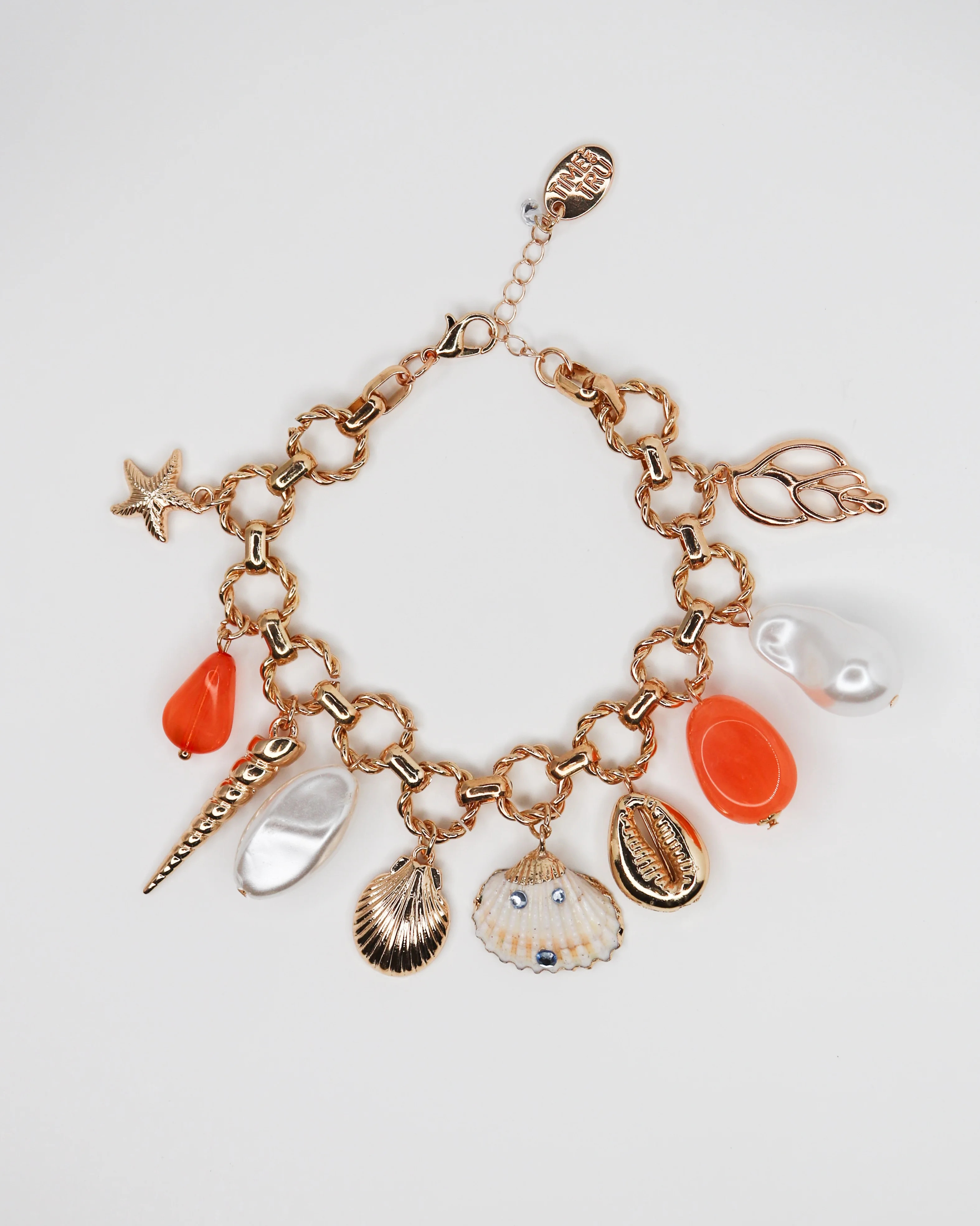 Time and Tru Goldtone Coastal Charm Bracelet, Coral, 1 Pieces | Walmart (US)