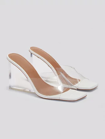 Sacran Clear Wedge Sandals - Gabrielle Union x FTF - Fashion To Figure | Fashion To Figure